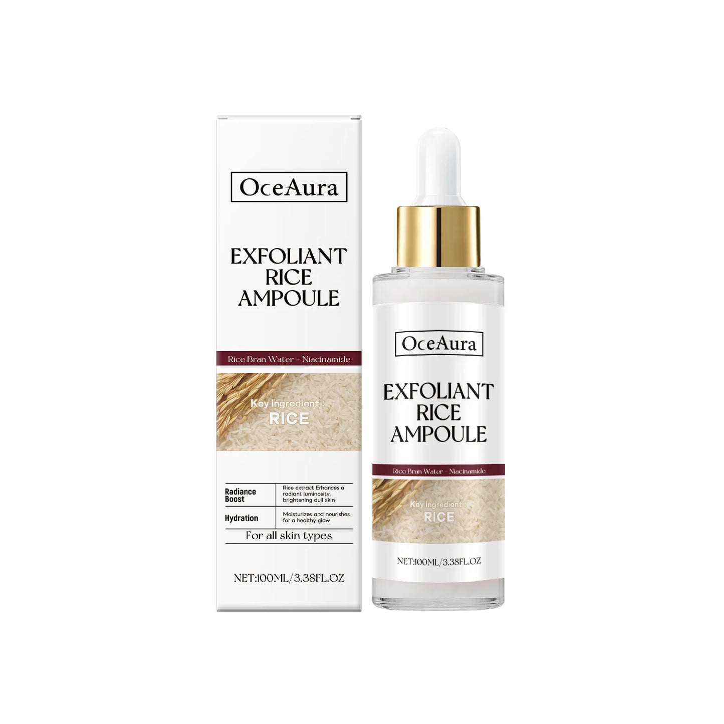 Exfoliating Facial Serum Blackhead Remover Smoothing Cleansing Pores Brightening Moisturizing Scrub Essence Black Rice Ampoule