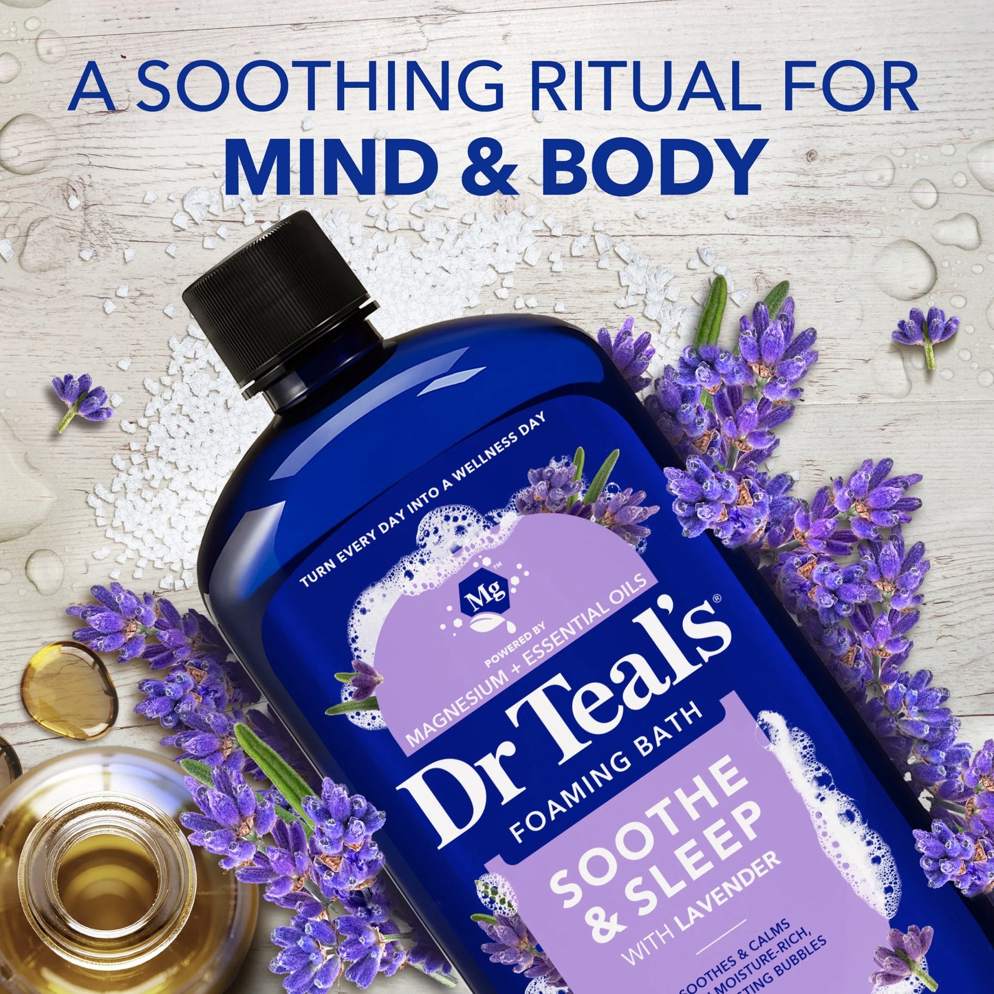 Foaming Bath with Pure Epsom Salt, Soothe & Sleep with Lavender, 34 Fl Oz