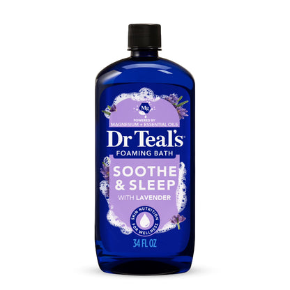 Foaming Bath with Pure Epsom Salt, Soothe & Sleep with Lavender, 34 Fl Oz